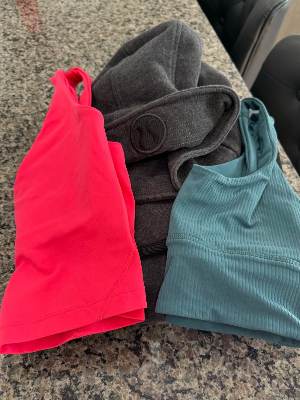 lululemon athletica bright pink & teal sports bras and a scuba jacket size 2